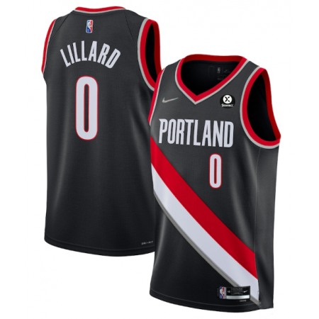 Men's Portland Trail Blazers #0 Damian Lillard Black 2021/22 Icon Edition 75th Anniversary Stitched Basketball Jersey