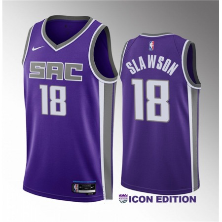 Men's Sacramento Kings #18 Jalen Slawson Purple 2023 Draft Icon Edition Stitched Jersey