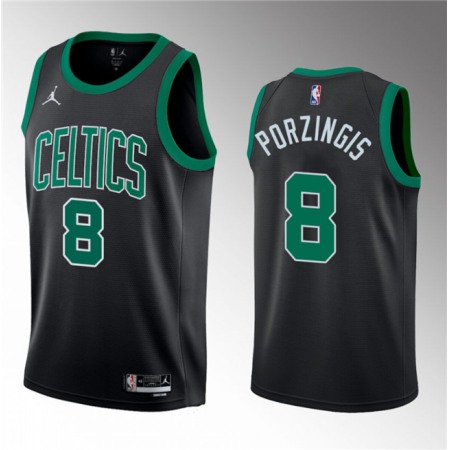 Men's Boston Celtics #8 Kristaps Porzingis Black 2023 Draft Statement Edition Stitched Basketball Jersey