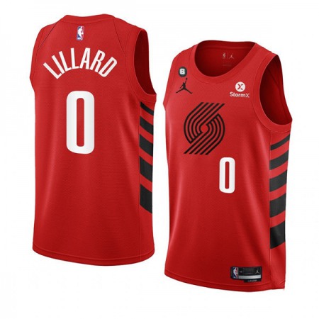 Men's Portland Trail Blazers #0 Damian Lillard 2022/23 Red Statement Edition With NO.6 Patch Swingman Stitched Basketball Jersey