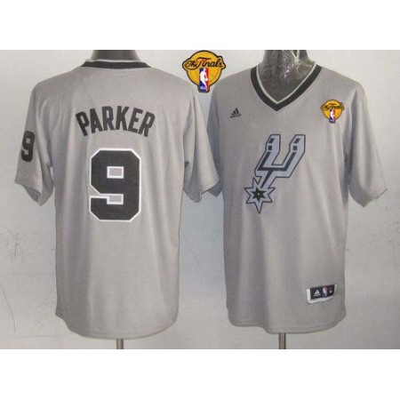 Spurs #9 Tony Parker Grey 2013 Christmas Day Swingman Finals Patch Stitched NBA Jersey