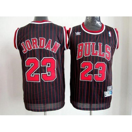 Bulls #23 Michael Jordan Black With Red Strip Throwback Stitched NBA Jersey