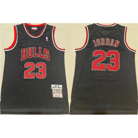 Men's Chicago Bulls #23 Michael Jordan 1997-98 Black Throwback Stitched Jersey