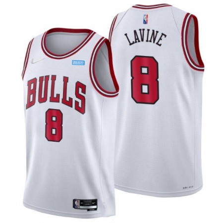 Men's Chicago Bulls #8 Zach LaVine 75th Anniversary White Swingman Stitched Basketball Jersey