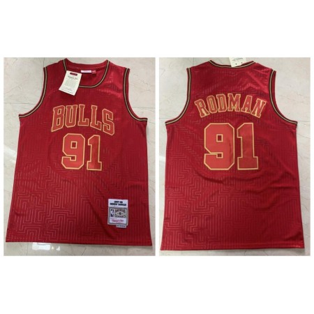 Men's Chicago Bulls #91 Dennis Rodman Red 2020 CNY Swingman Throwback Stitched Jersey