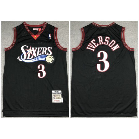 Men's Philadelphia 76ers #3 Allen Iverson 1997-98 Black Throwback Stitched Jersey