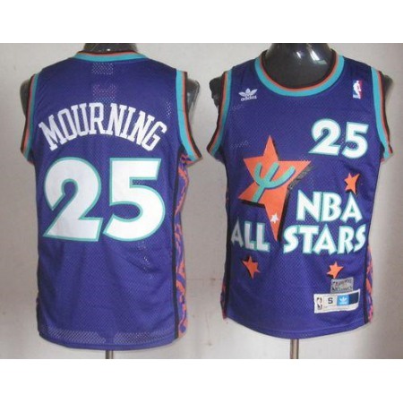 Hornets #25 Alonzo Mourning Purple 1995 All Star Throwback Stitched NBA Jersey