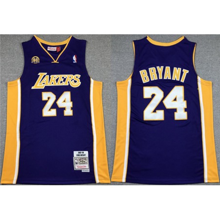 Men's Los Angeles Lakers #24 Kobe Bryant Purple 60th Anniversary Throwback basketball Jersey