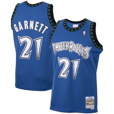 Men's Minnesota Timberwolves #21 Kevin Garnett Blue Throwback Stitched Jersey