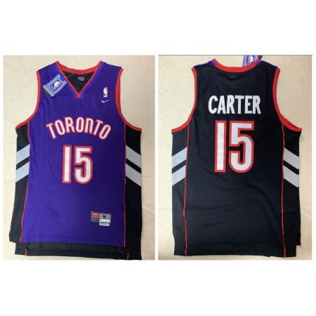 Men's Toronto Raptors #15 Vince Carter Purple and Black Throwback Stitched Jersey