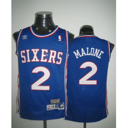 Throwback 76ers #2 Malone Blue Stitched NBA Jersey