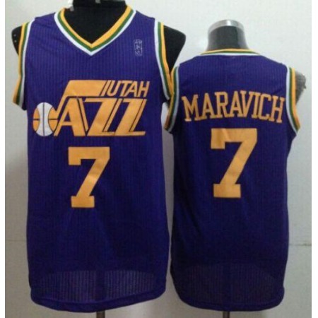 Jazz #7 Pete Maravich Purple Throwback Stitched NBA Jersey