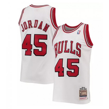 Men's Chicago Bulls #45 Michael Jordan White/Red 1994-95 Throwback Stitched Basketball Jersey