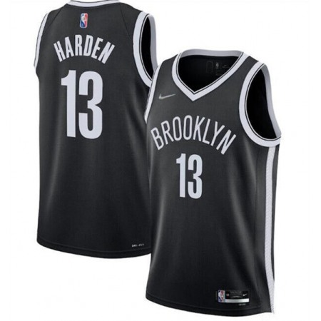 Men's Brooklyn Nets #13 James Harden 75th Anniversary Black Stitched Basketball Jersey