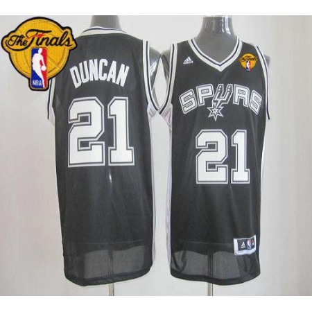 Revolution 30 Spurs #21 Tim Duncan Black Finals Patch Stitched NBA Jersey