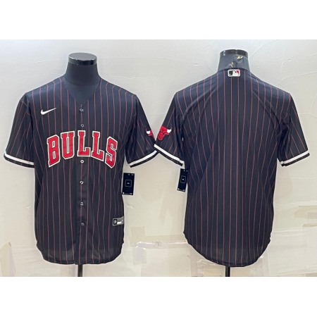 Men's Chicago Bulls Blank Black Cool Base Stitched Baseball Jersey