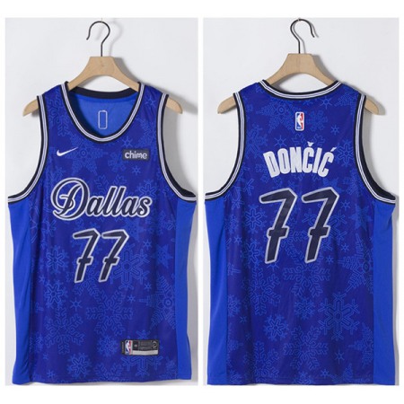 Men's Dallas Mavericks #77 Luka Doncic Blue Stitched Basketball Jersey