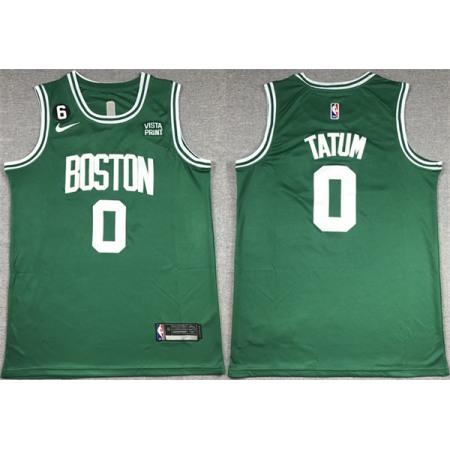 Men's Boston Celtics #0 Jayson Tatum Green No.6 Patch Stitched Basketball Jersey