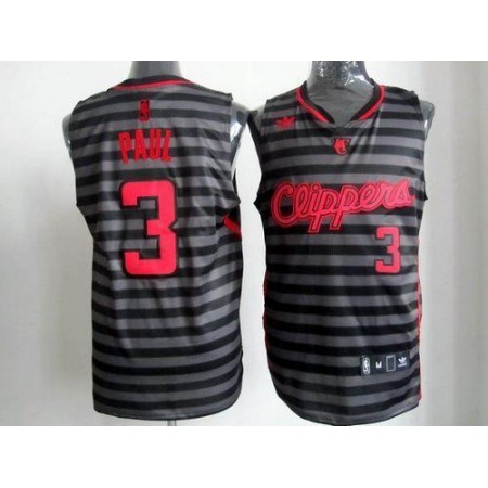 Clippers #3 Chris Paul Black/Grey Groove Stitched NBA Jersey