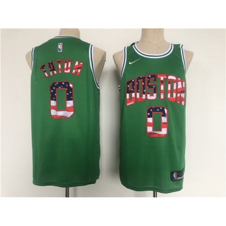 Men's Boston Celtics #0 Jayson Tatum USA Flag Green Stitched Jersey