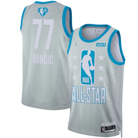 Men's Dallas Mavericks #77 Luka Doncic 2022 All-Star Grey 75th Anniversary Navy Stitched Basketball Jersey