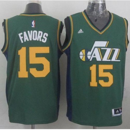 Revolution 30 Jazz #15 Derrick Favors Green Stitched NBA Jersey