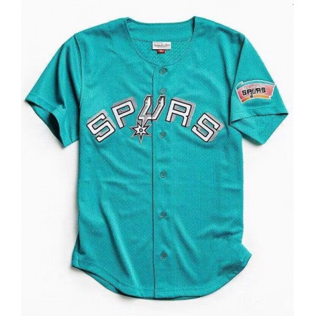 Men's San Antonio Spurs Teal Cool Base Stitched Baseball Jersey