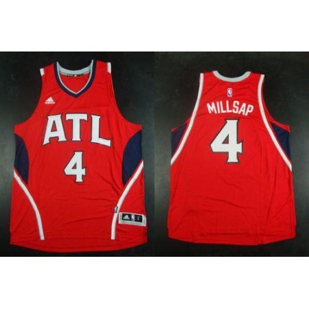 Revolution 30 Hawks #4 Paul Millsap Red Stitched NBA Jersey