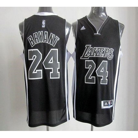 Lakers #24 Kobe Bryant Black/White Stitched NBA Jersey