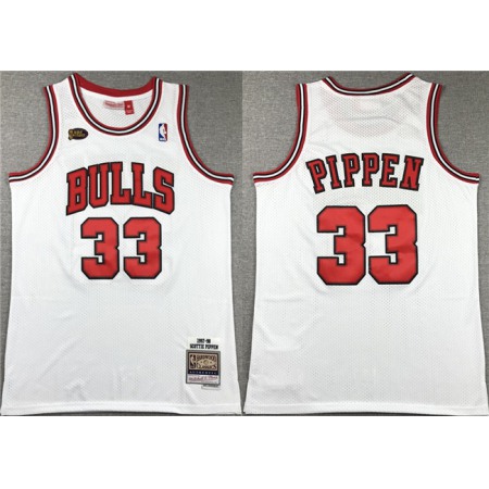 Men's Chicago Bulls #33 Scottie Pippen White 1997-98 Stitched Basketball Jersey