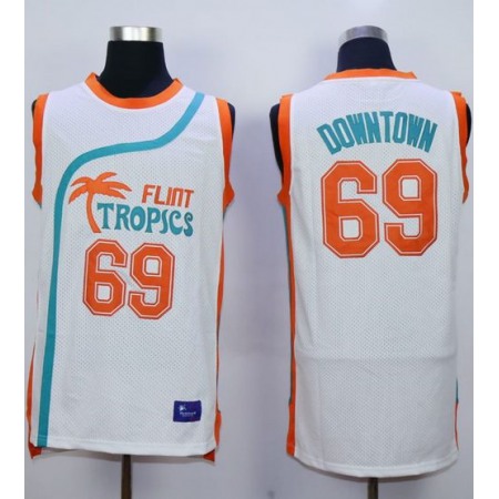 Flint Tropics #69 Downtown White Semi-Pro Movie Stitched Basketball Jersey