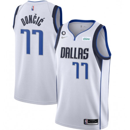 Men's Dallas Mavericks #77 Luka Doncic White No.6 Patch Stitched Jersey