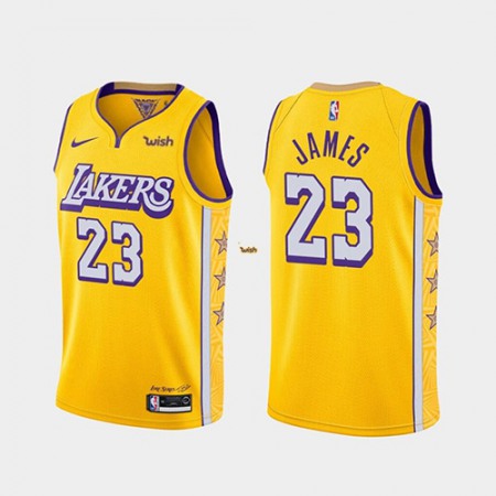 Men's Los Angeles Lakers #23 LeBron James Yellow Stitched NBA Jersey