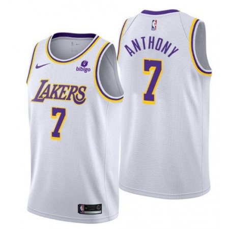 Men's Los Angeles Lakers #7 Carmelo Anthony "bibigo" White 75th Anniversary Stitched Jersey