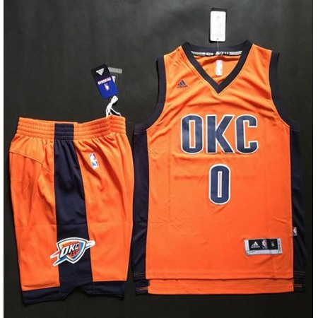 Thunder #0 Russell Westbrook Orange Alternate A Set Stitched NBA Jersey