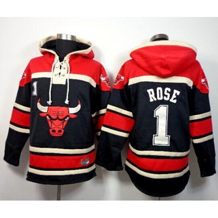 Chicago Bulls #1 Derrick Rose Black Sawyer Hooded Sweatshirt NBA Hoodie