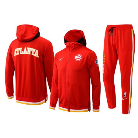 Men's Atlanta Hawks 75th Anniversary Red Performance Showtime Full-Zip Hoodie Jacket And Pants Suit