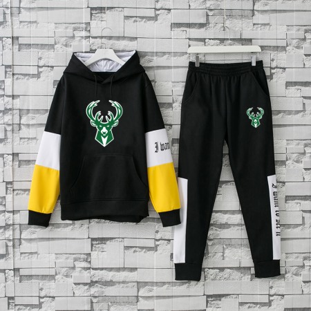 Men's Milwaukee Bucks 2019 Black Tracksuits Hoodie Suit