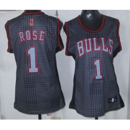 Bulls #1 Derrick Rose Black Women's Rhythm Fashion Stitched NBA Jersey