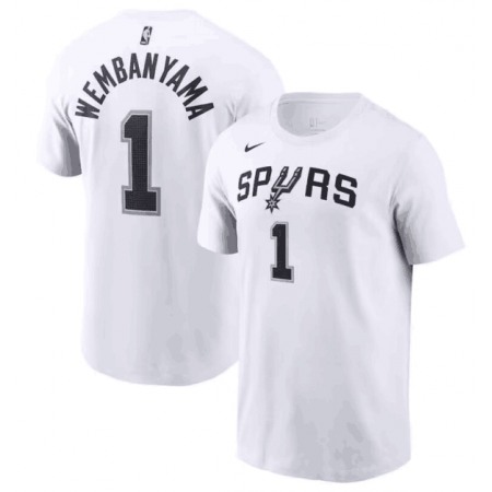 Men's San Antonio Spurs #1 Victor Wembanyama White T-Shirt