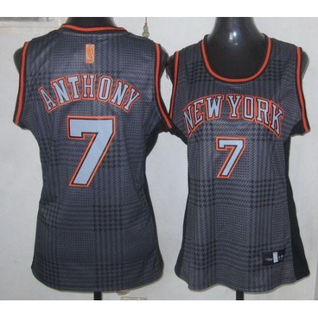 Knicks #7 Carmelo Anthony Black Women's Rhythm Fashion Stitched NBA Jersey