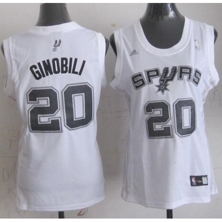 Spurs #20 Manu Ginobili White Women's Fashion Stitched NBA Jersey