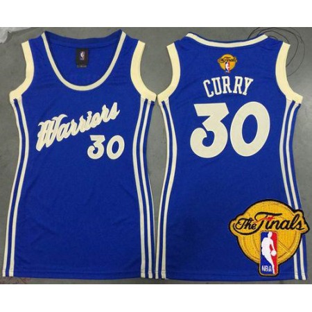 Warriors #30 Stephen Curry Blue 2015-2016 Christmas Day The Finals Patch Women's Dress Stitched NBA Jersey