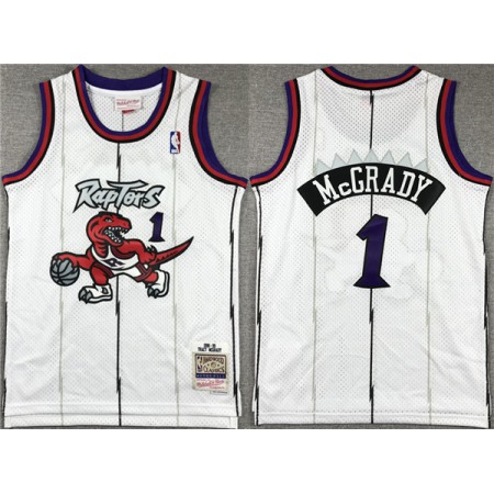 Youth Toronto Raptors #1 Tracy Mcgrady White Stitched Basketball Jersey