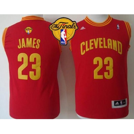 Revolution 30 Cavaliers #23 LeBron James Red The Finals Patch Stitched Youth NBA Jersey