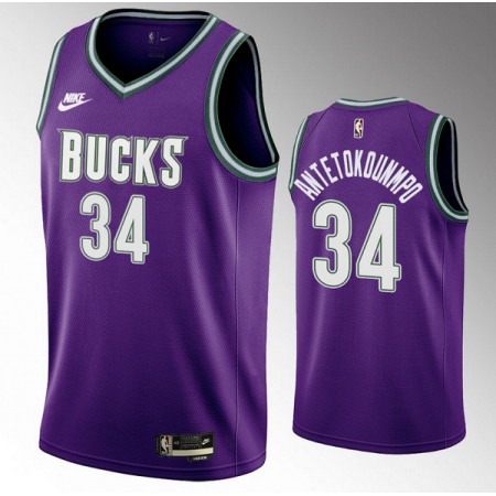 Youth Milwaukee Bucks #34 Giannis Antetokounmpo 2022/23 Purple Classic Edition Swingman Stitched Basketball Jersey