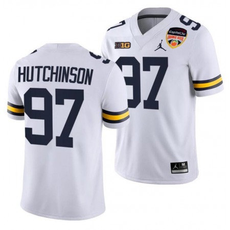 Men's Michigan Wolverines Customized White College Football Playoff Stitched Jersey