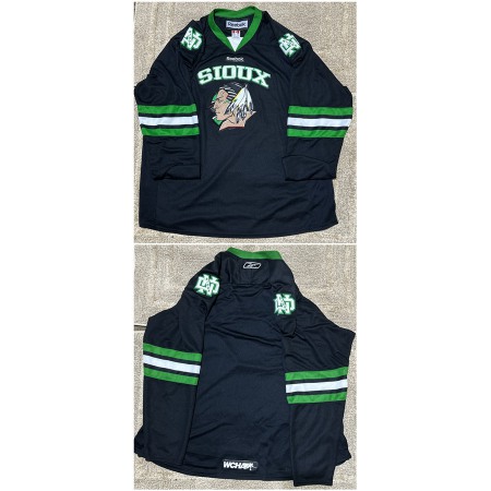 Men's North Dakota Fighting Sioux Custom Black WCHA Stitched Jersey