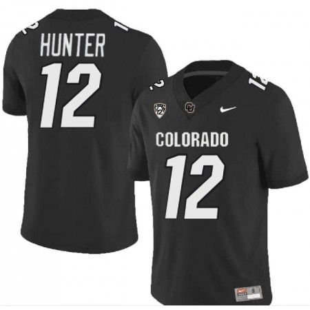 Men's Colorado Buffaloes #12 Travis Hunter Black With PAC-12 Patch Stitched Football Jersey