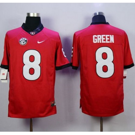 Bulldogs #8 A.J. Green Red Stitched NCAA Jersey